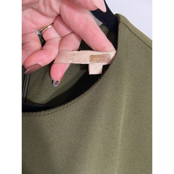 Hutch Cami Mini Dress Long Sleeves Green Tiered-sz 4 - Picture 5 of 10